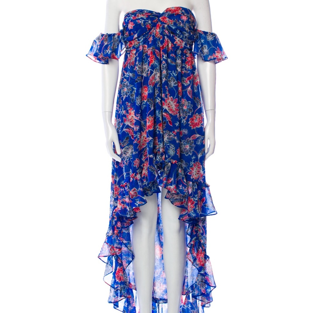 MISA Los Angeles Size M | Floral Off-Shoulder Blue Dress